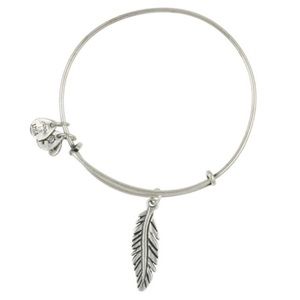 Alex & Ani Silver Feather Charm Bangle Bracelet